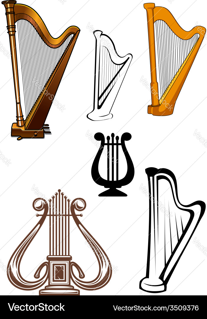 Stringed musical instruments icons set vector image