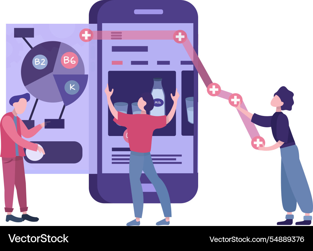 Team and phone app building web design Vector Image