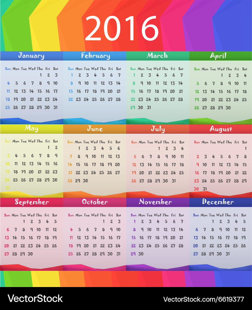 2016 child style calendar Vector Image