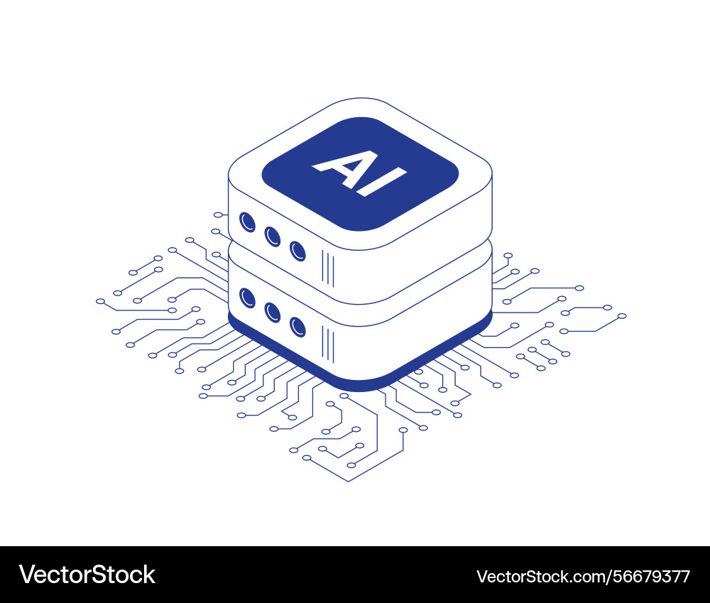 Artificial intelligence cloud server with circuit Artificial intelligence cloud server with circuit vector image