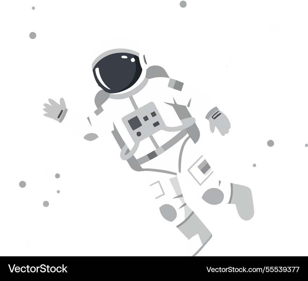 Astronaut floating in space with minimal gray vector image