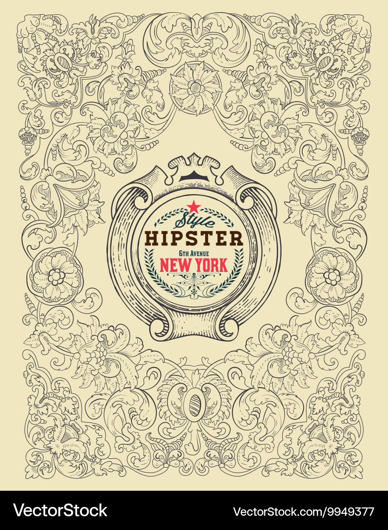Baroque design with frame and badge Vector Image