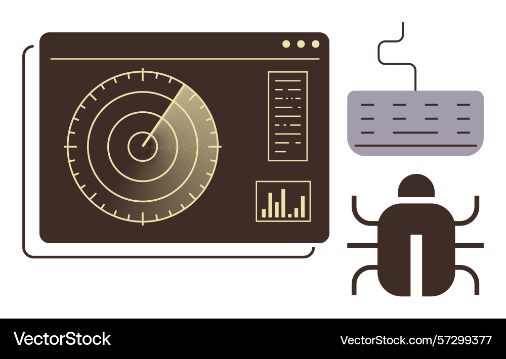 Bug detection and monitoring with radar screen vector image