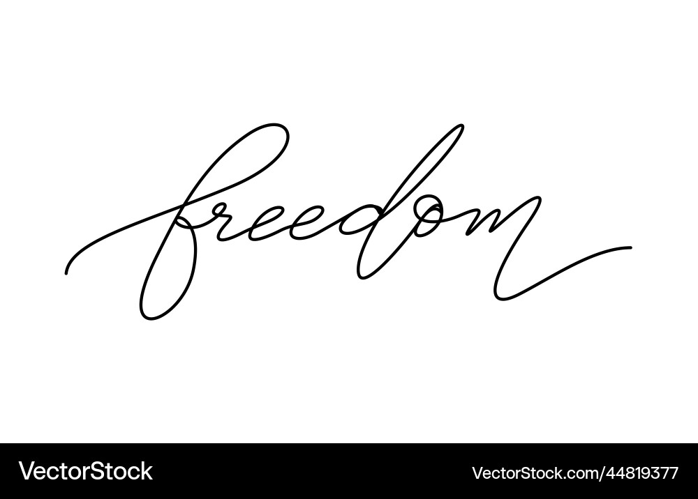 Freedom word lettering design in continuous line Freedom word lettering design in continuous line vector image