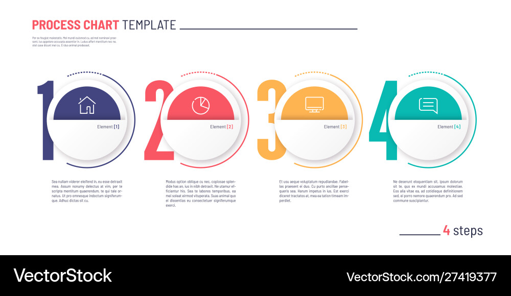 Infographic numbered process chart template Infographic numbered process chart template vector image