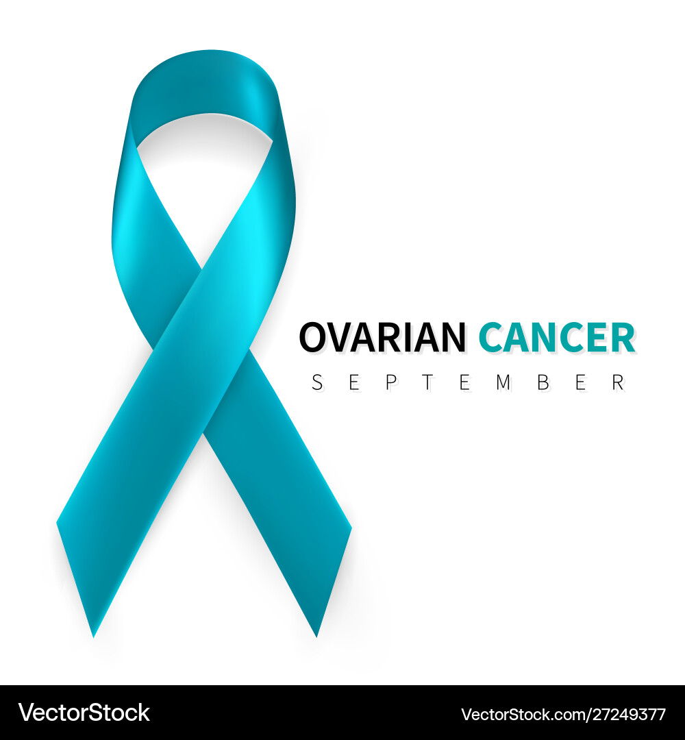 Ovarian Cancer Teal Ribbon Vector Image