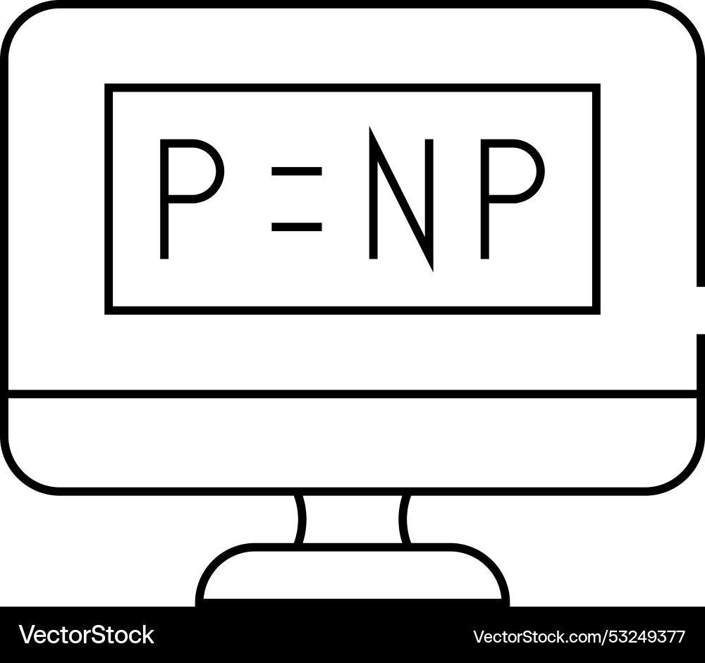 P vs np unsolved problem in computer science line Vector Image
