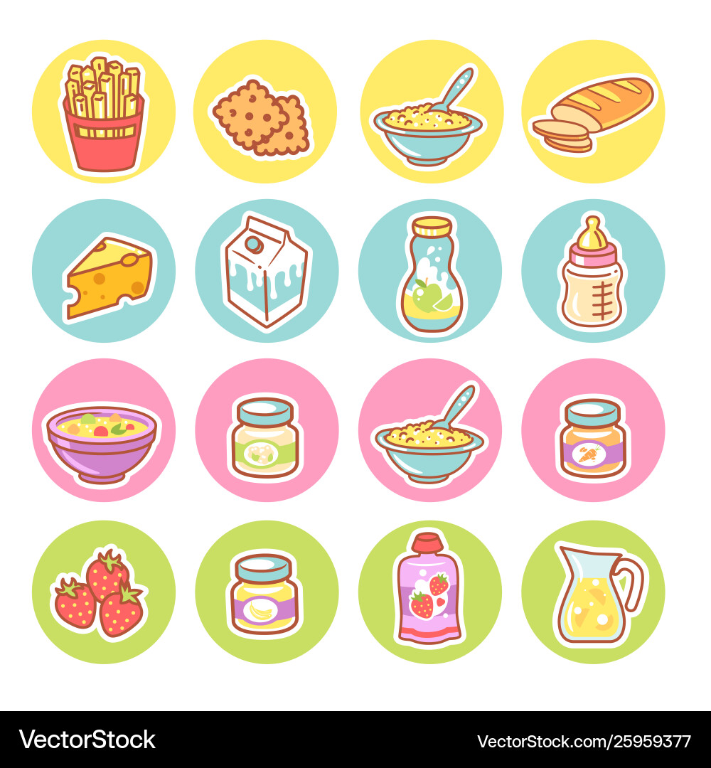 Set food icons collection product objects Set food icons collection product objects Vector Image