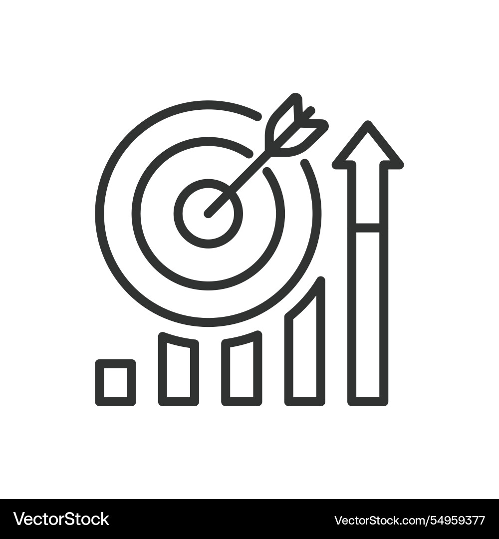 Targeted performance icon in line design vector image