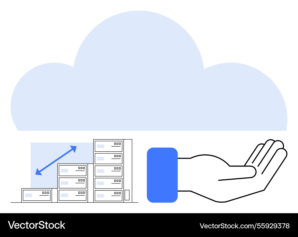 Cloud-based storage and scalability concept Cloud-based storage and scalability concept vector image