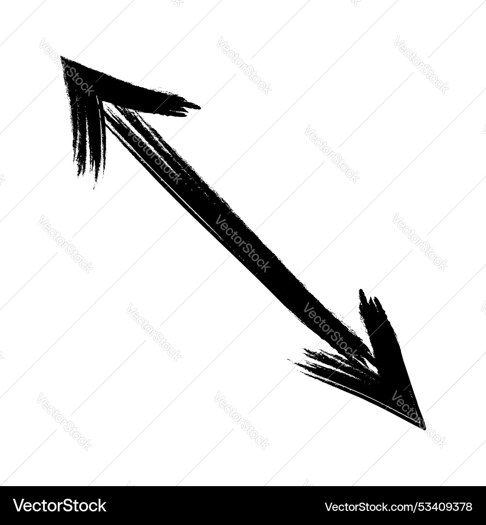 Hand gezeichnete schwarze Grunge diagonal gerade Pfeil Hand gezeichnete schwarze Grunge diagonal gerade Pfeil vektorbild