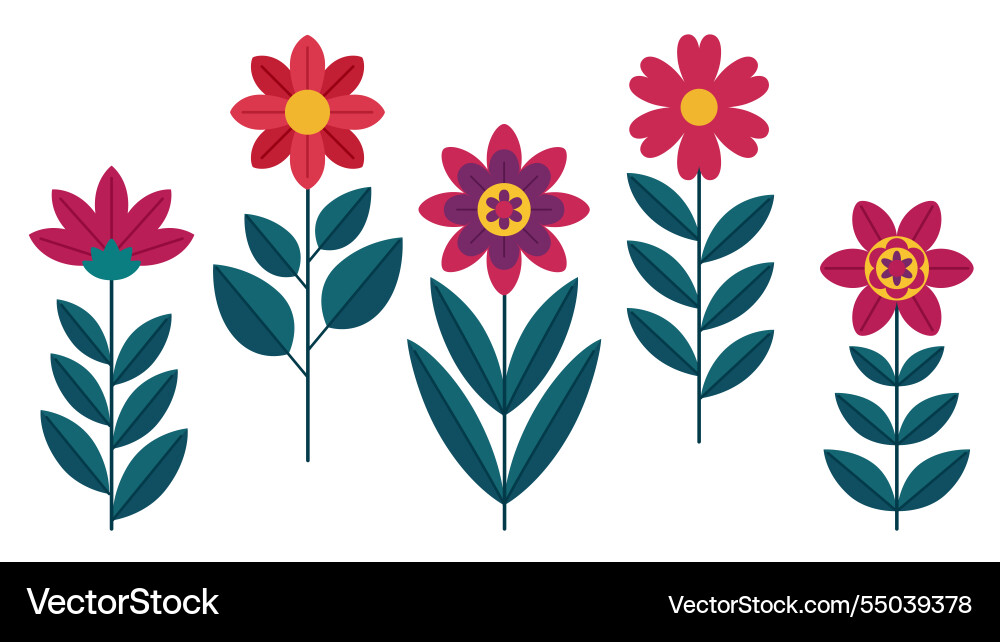Modern abstract flowers set bright spring Vector Image