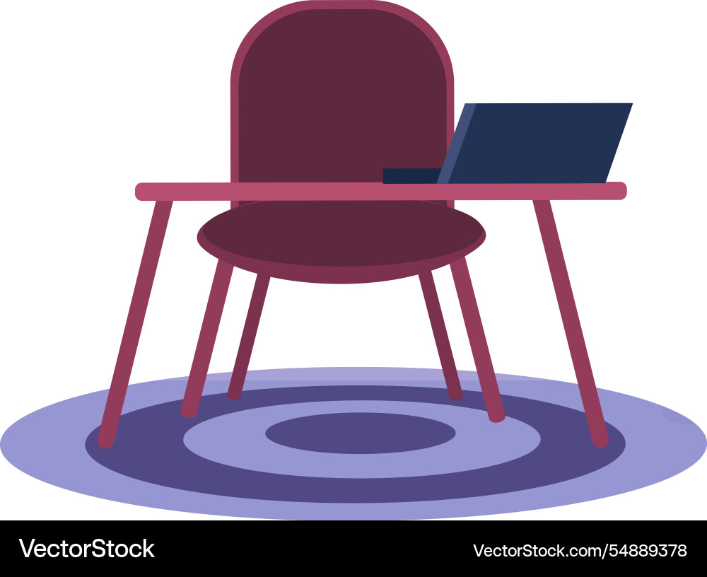 Office desk table with computer for work flat icon vector image