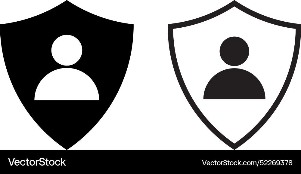 Privacy icon set in two styles shield with user Privacy icon set in two styles shield with user vector image