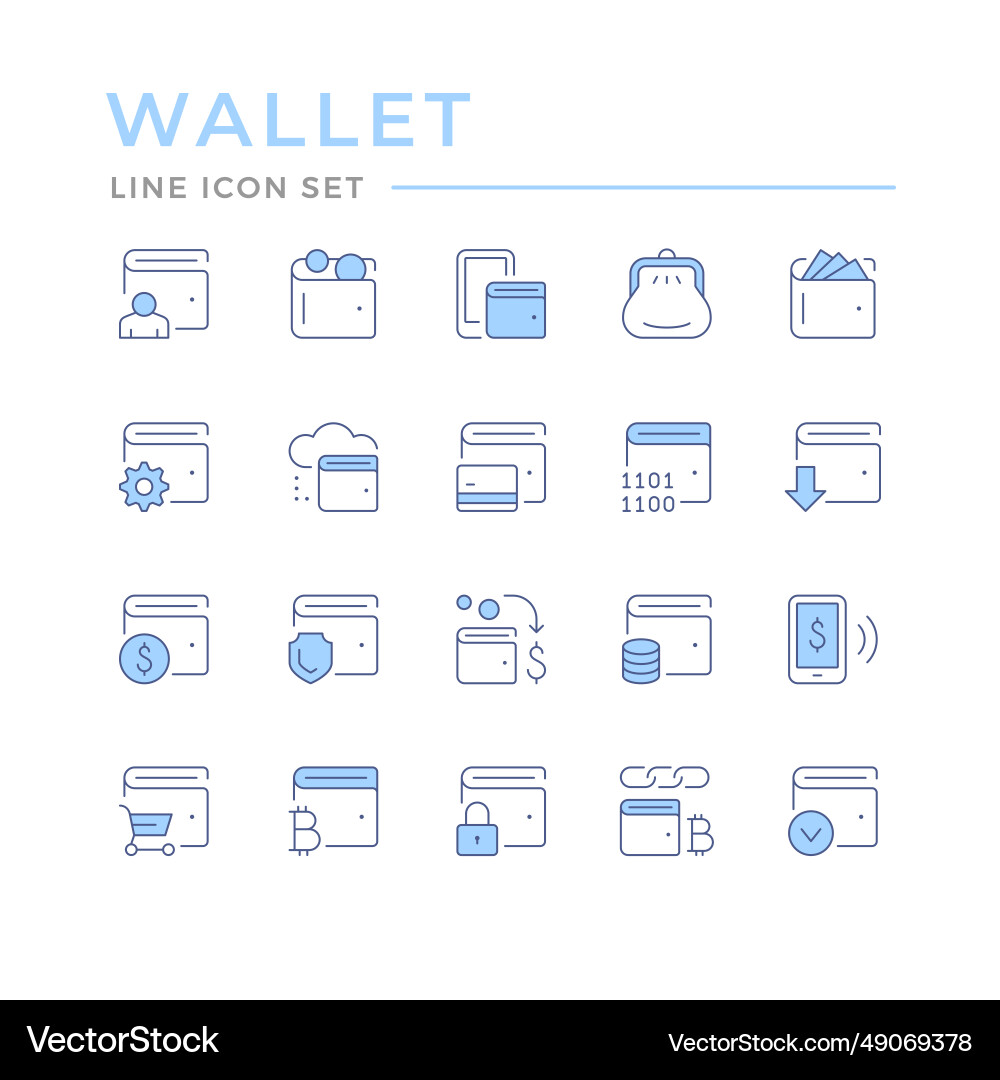 Set color line icons of wallet Set color line icons of wallet Vector Image