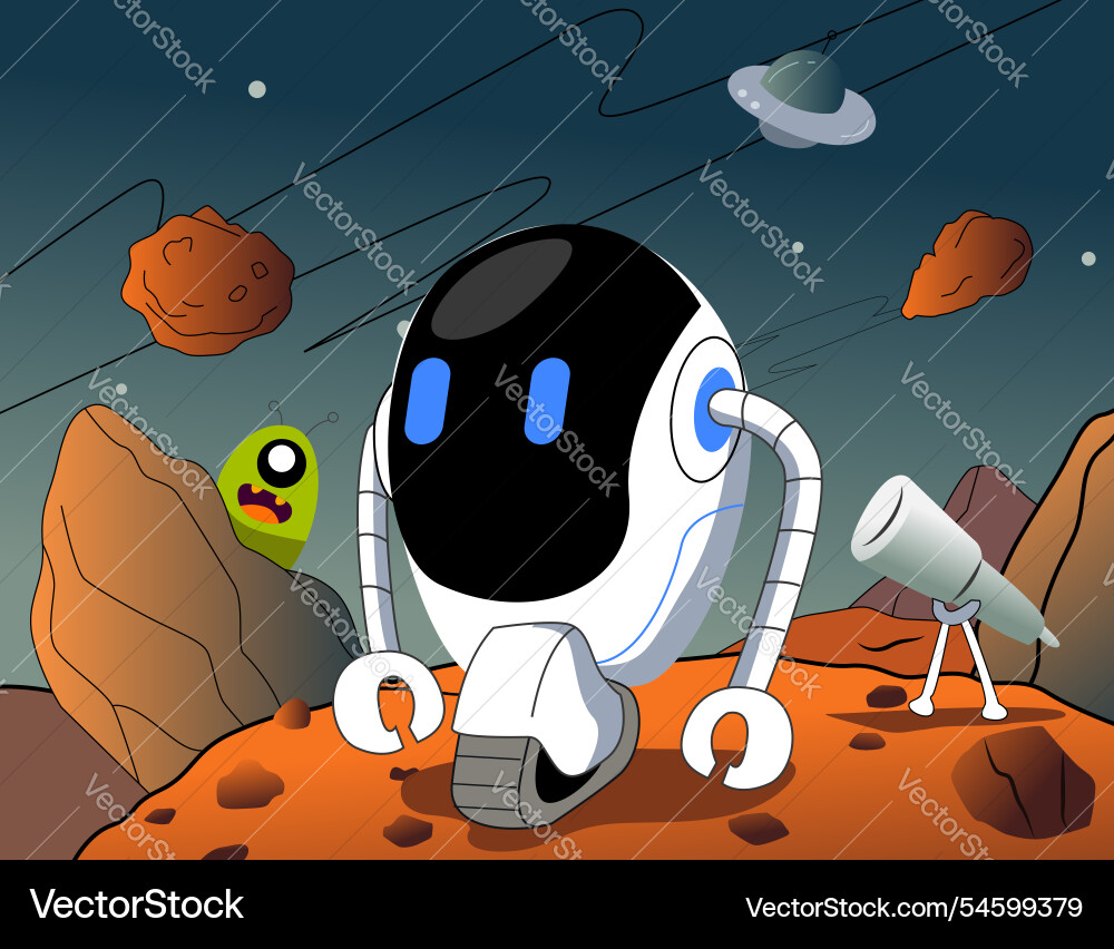 Alien robot outer space Vector Image