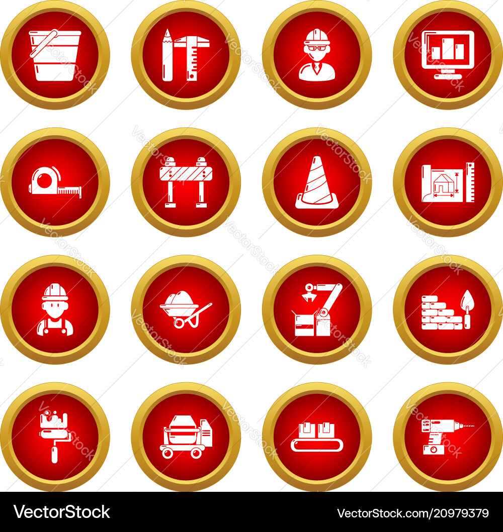 Building process icons set simple style Building process icons set simple style Vector Image