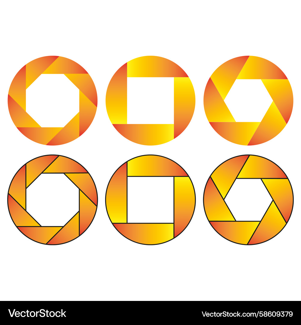 Camera diaphragm icon shutter aperture hexagonal Camera diaphragm icon shutter aperture hexagonal Vector Image