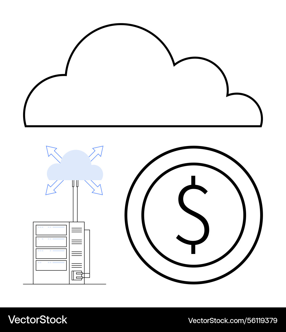 Cloud computing with networking server and dollar Vector Image