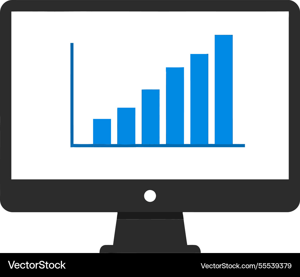 Computer screen displaying a bar graph in minimal Vector Image