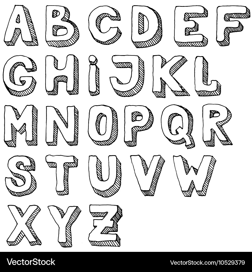Hand Drawn ABC Alphabet Set Vector Image