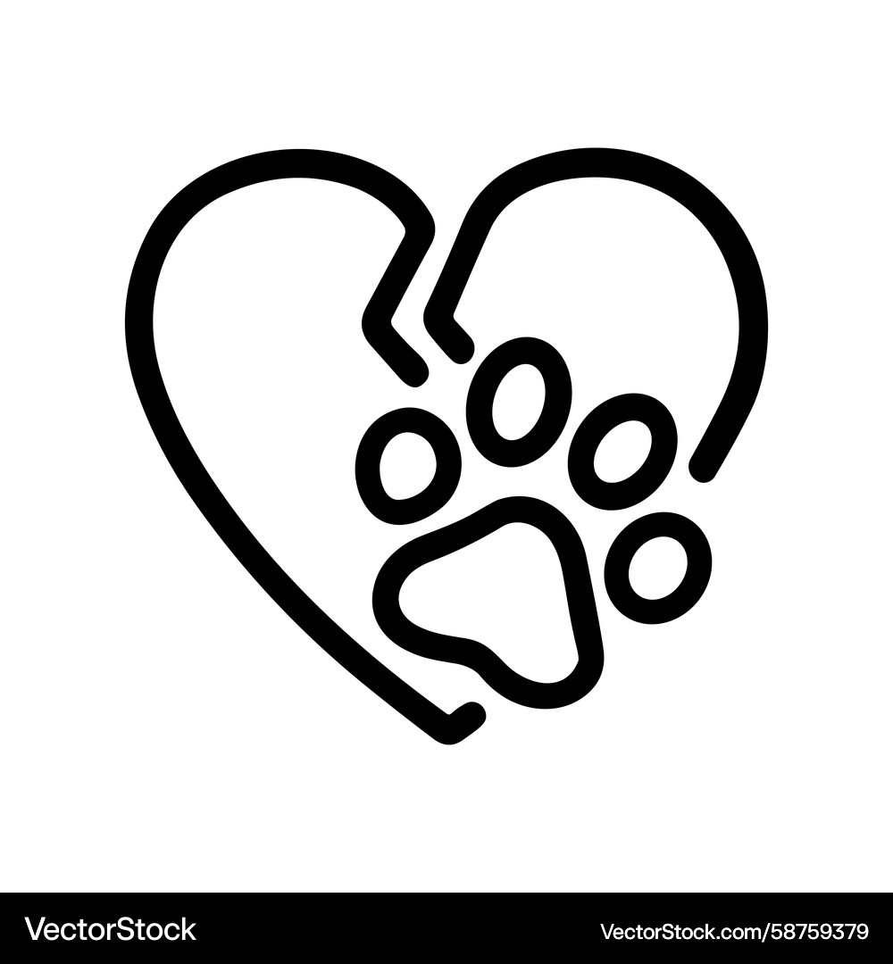 Heart Paw Print Icon Vector Image