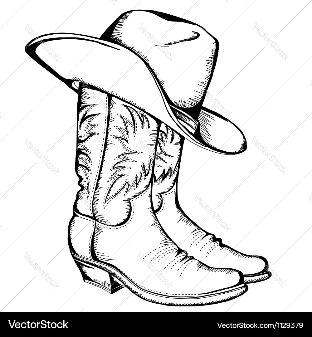 Lone Ranger Cowboy Boots and Hat – Royalty-Free Vector | VectorStock, image size:1000x1080