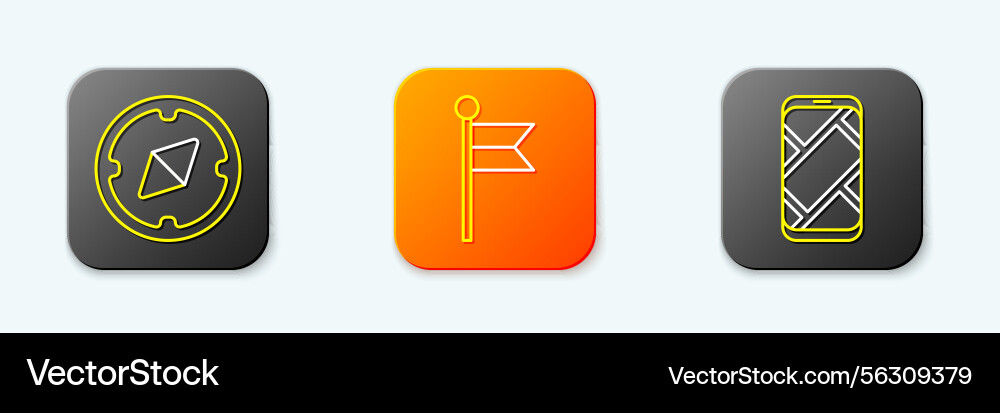 Navigation Icons: Compass, Map, Location vector image