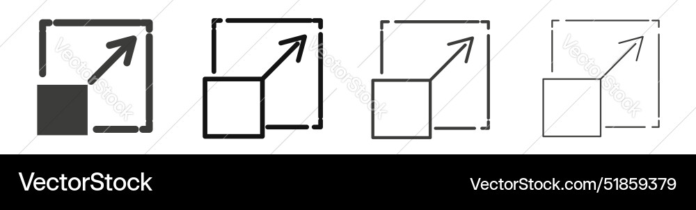 Resize icon set upscale streamline screen button Vector Image
