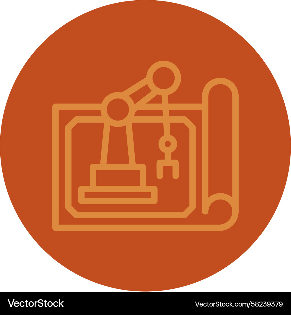 Robot Blueprint Multi Color Line Icon Vector Image