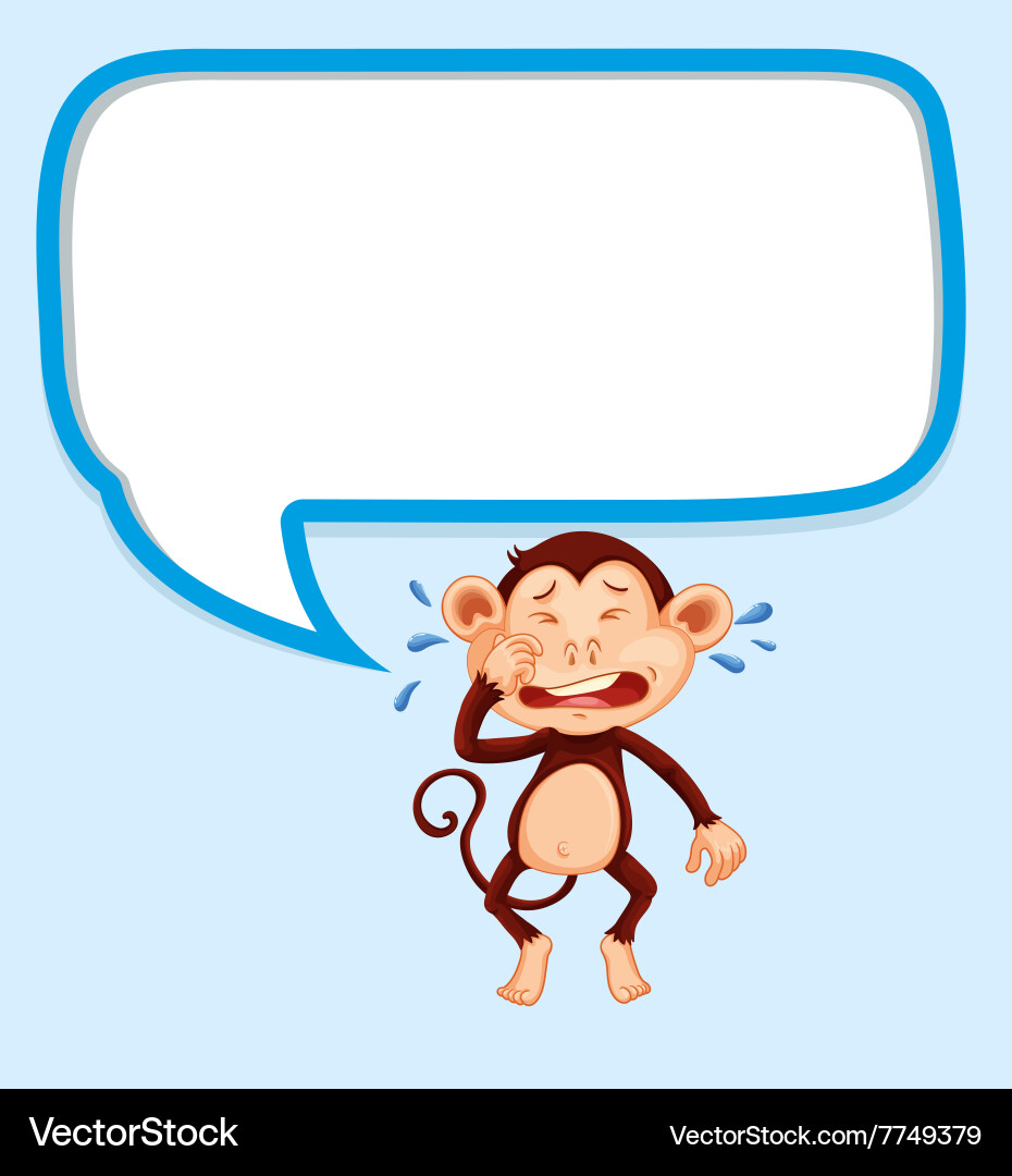 Speech bubble with monkey crying Vector Image