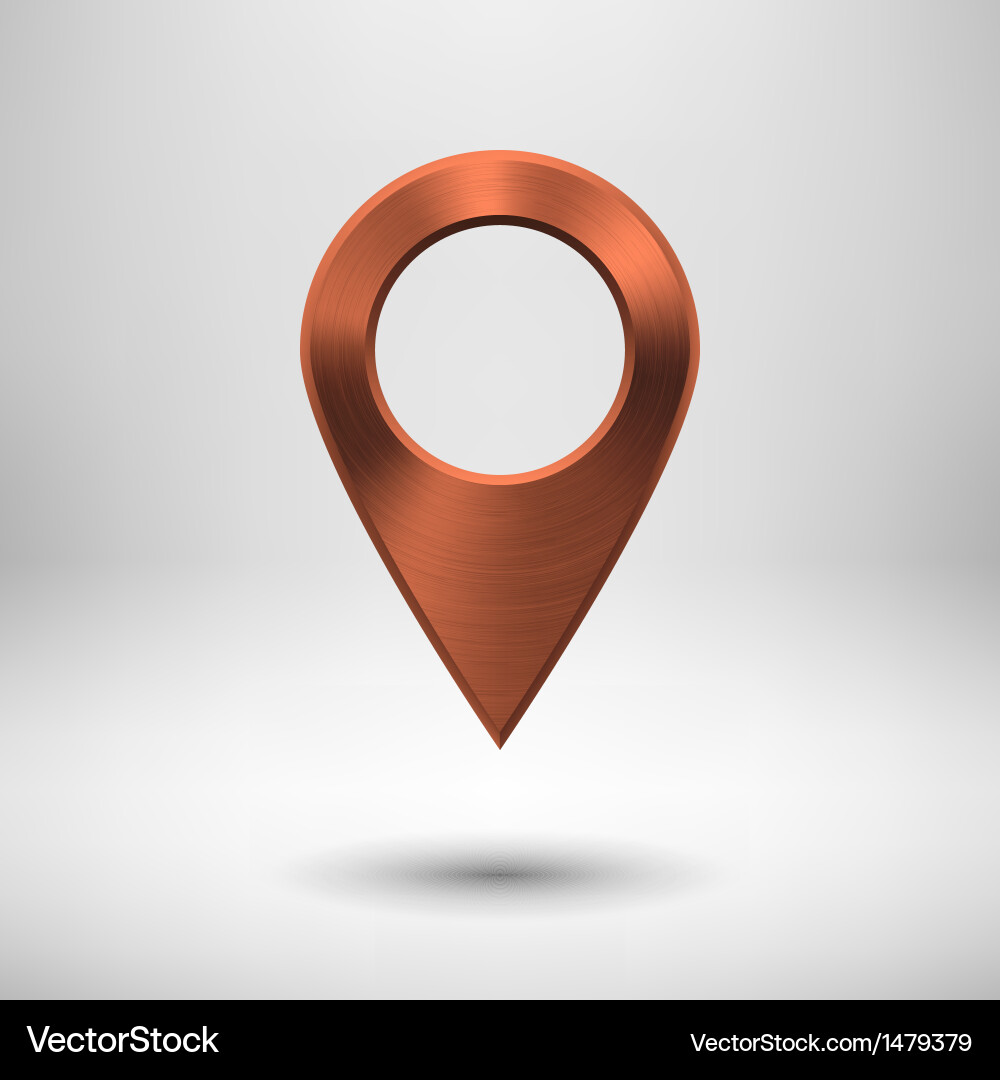 Technology pointer button with bronze metal vector image