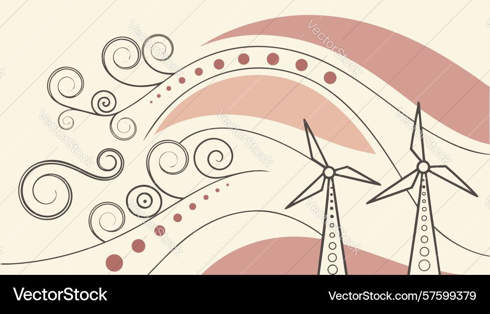 Wind turbines with abstract patterns renewable vector image