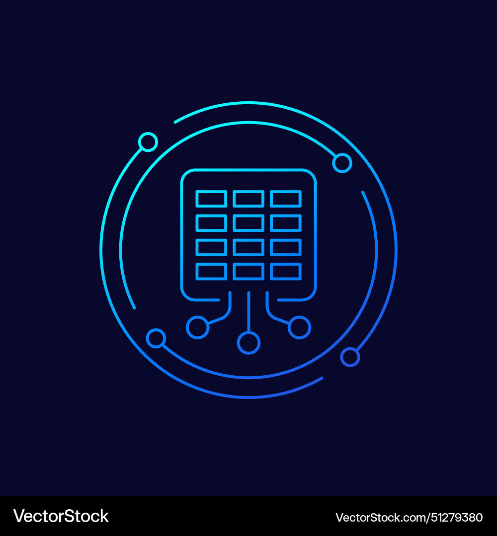 Data to spreadsheet icon linear design Vector Image