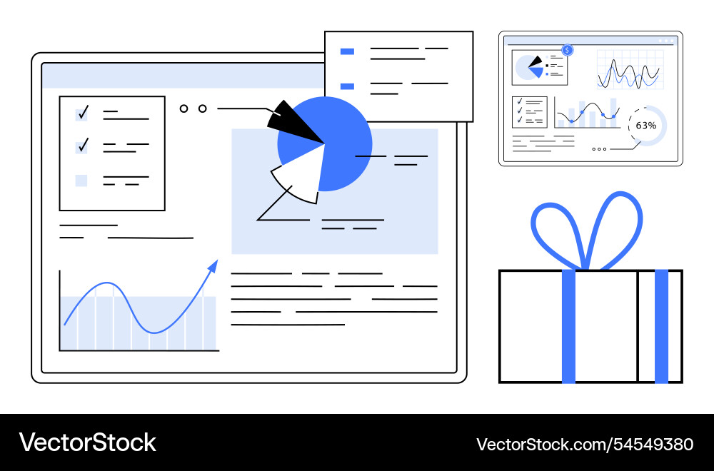 Digital data analysis and visualization with chart Digital data analysis and visualization with chart vector image
