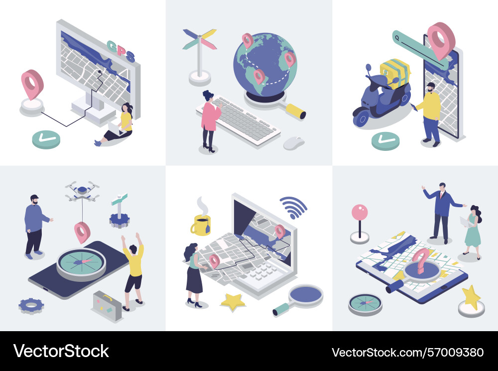 Gps navigation 3d isometry concept for web design Gps navigation 3d isometry concept for web design Vector Image