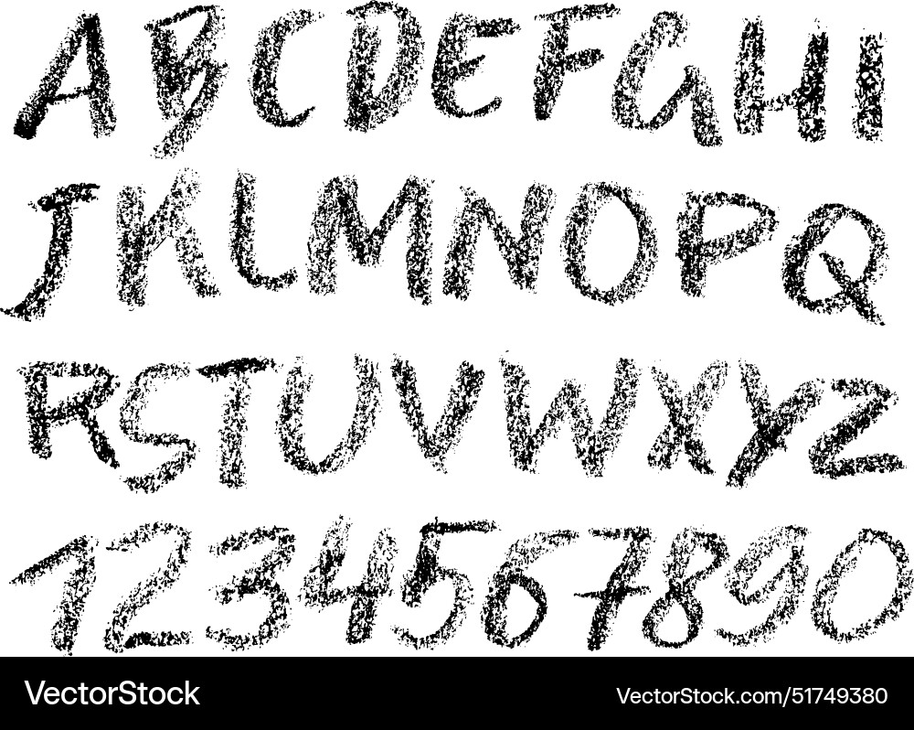 Grunge Chalk Texture Font - Handwritten Vector Image