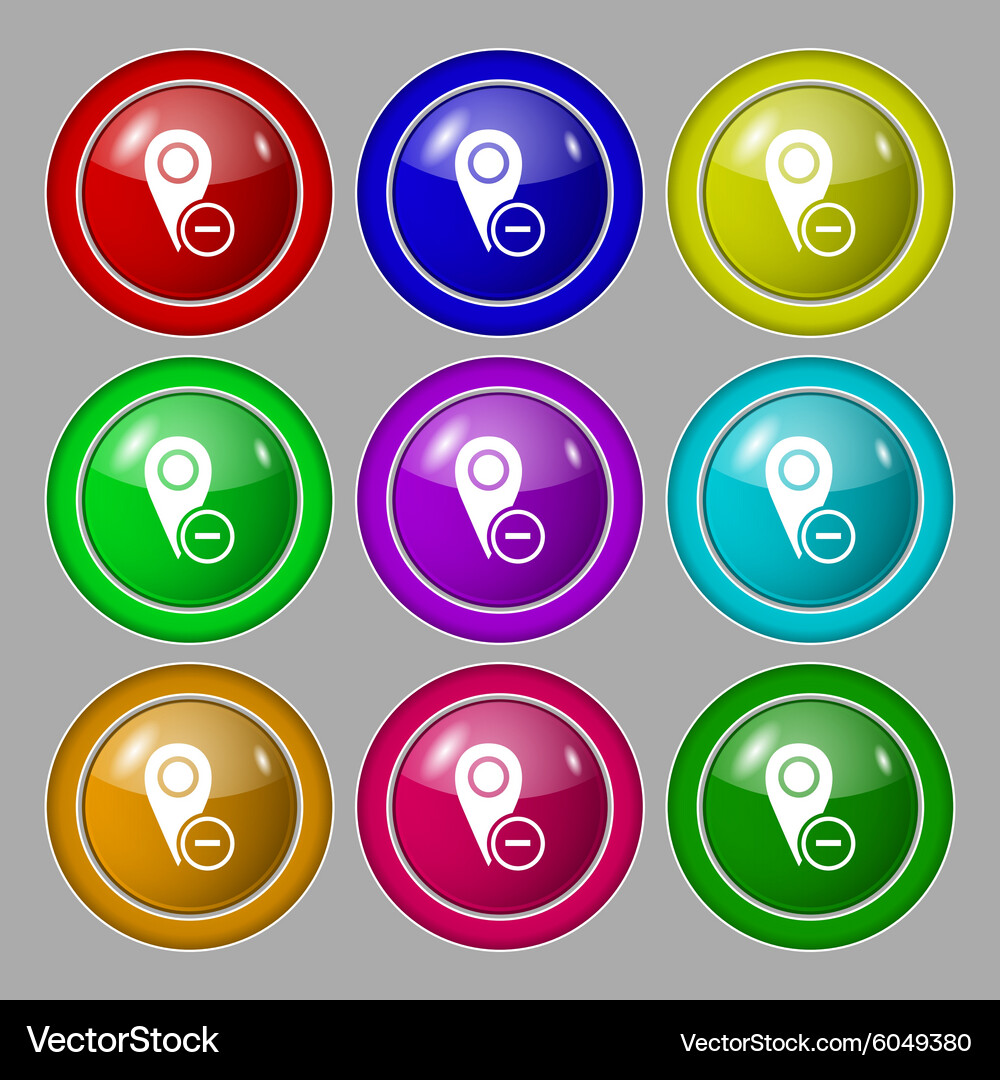 Map pointer icon sign symbol on nine round Vector Image
