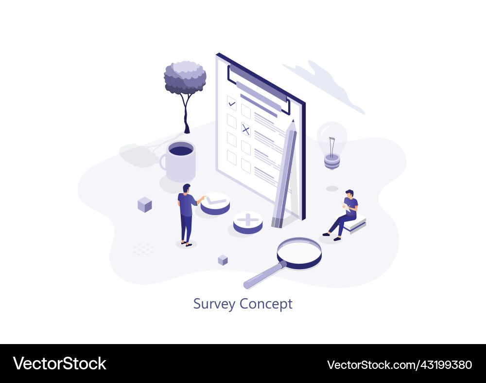 Online survey concept with characters can use Online survey concept with characters can use vector image