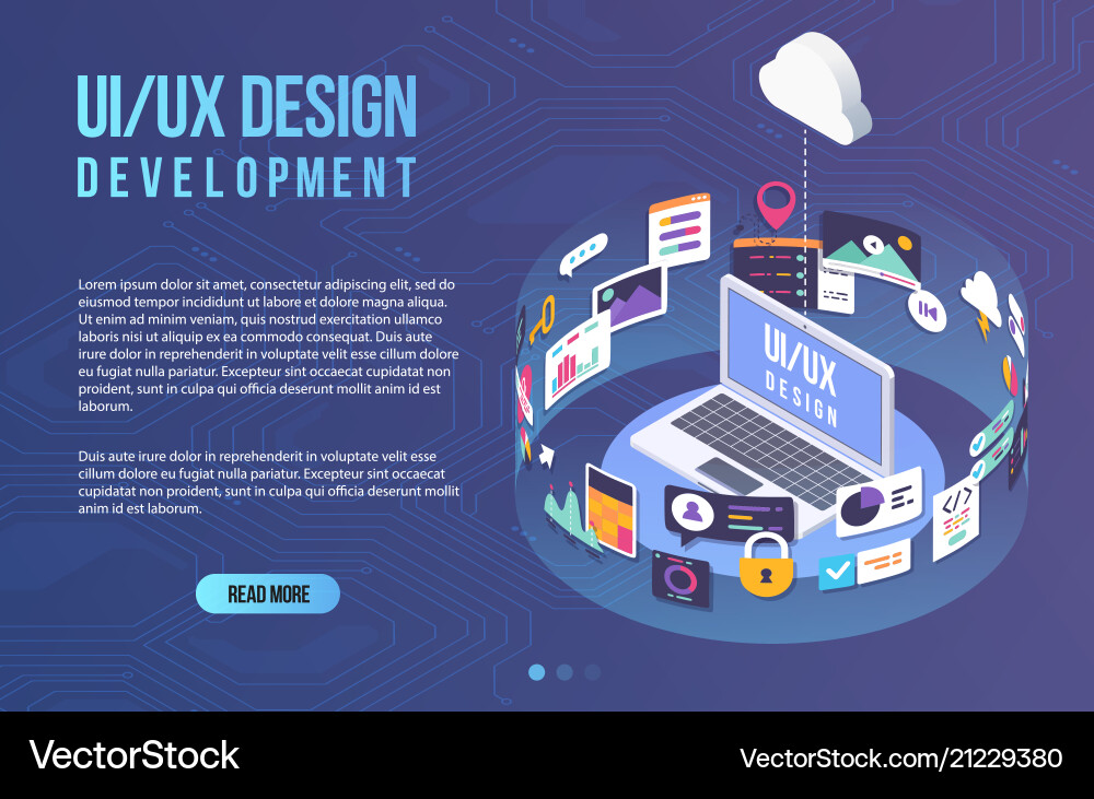 Process of developing interface for laptop Process of developing interface for laptop vector image