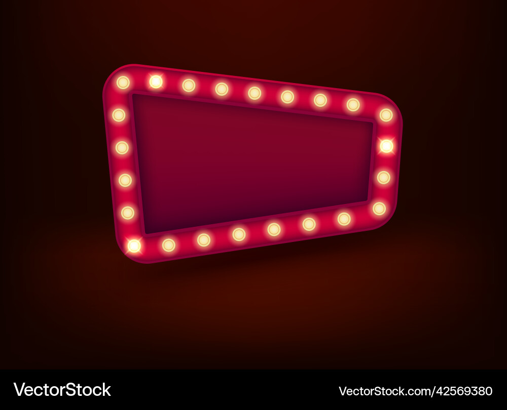 Red illuminated cinema style frame with copy space Vector Image