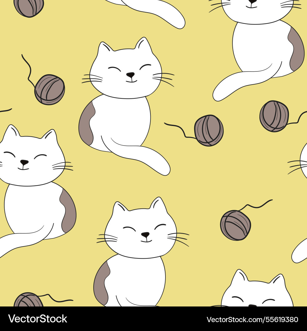 Seamless pattern with cute kitten print different Seamless pattern with cute kitten print different Vector Image