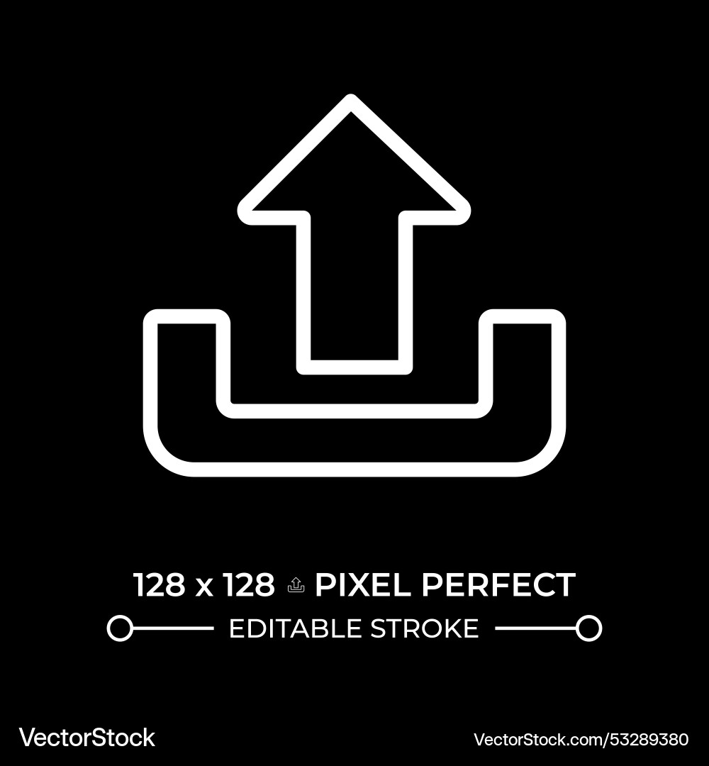 Upload white linear icon for dark theme Upload white linear icon for dark theme vector image