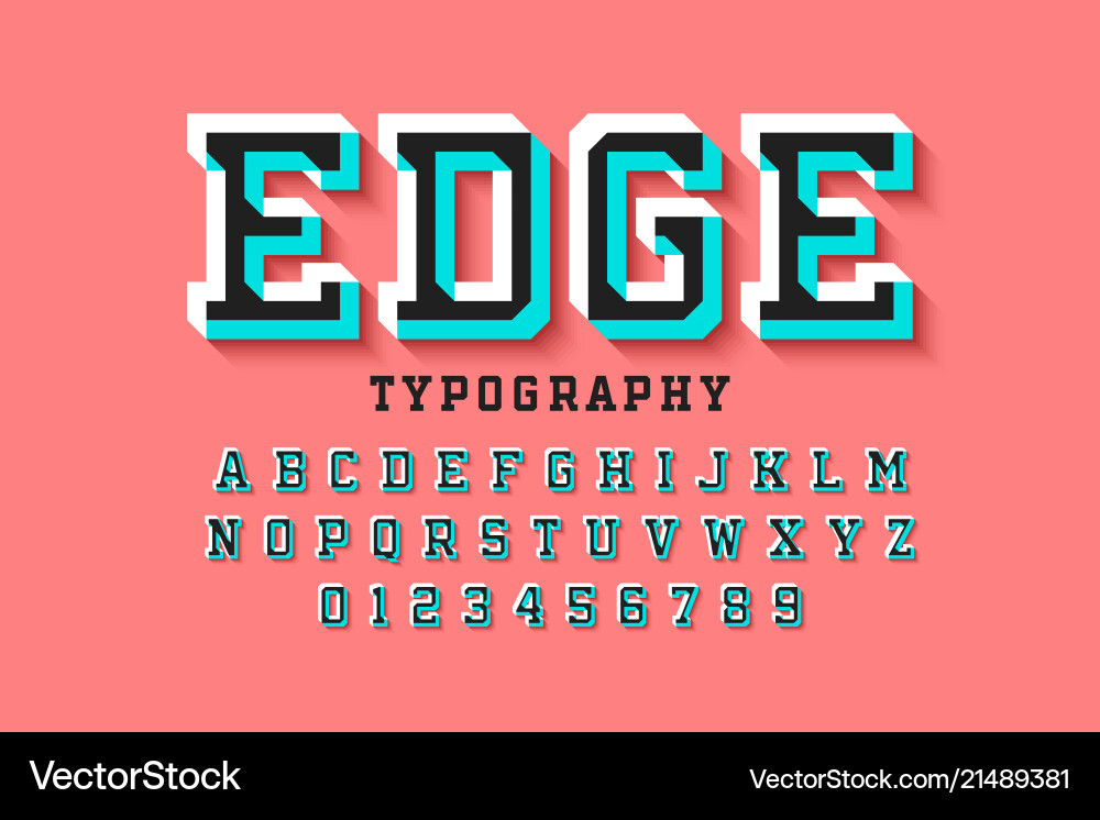 3D Edge Alphabet Letters - Colorful & Bold Vector Image