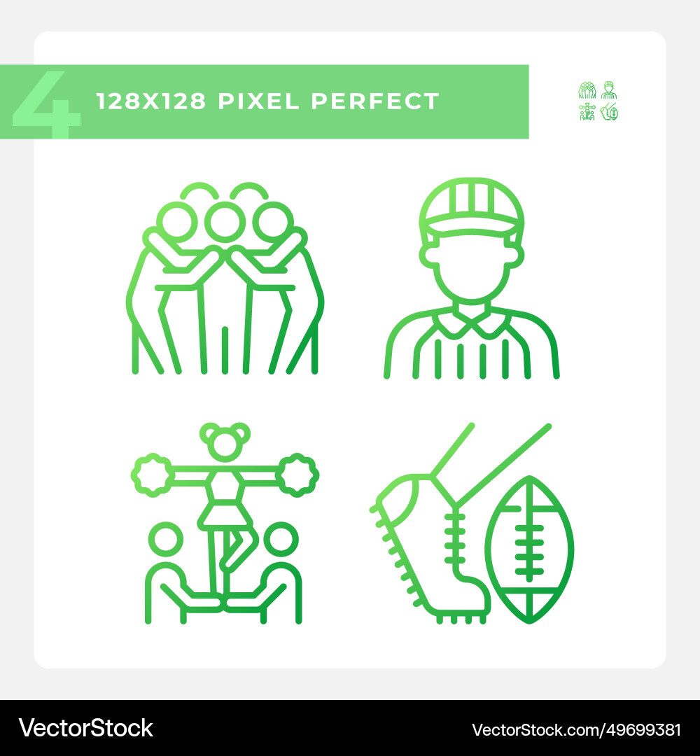 American football team gradient linear icons set American football team gradient linear icons set vector image