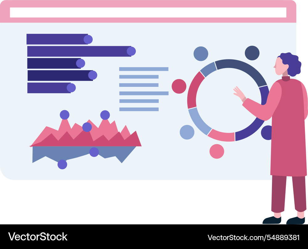 Business data analysis icon chart graph vector image
