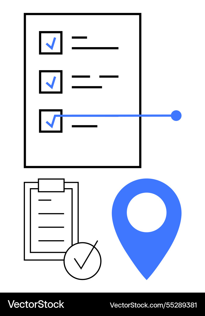 Checklist with checkmarks pen line connection Vector Image