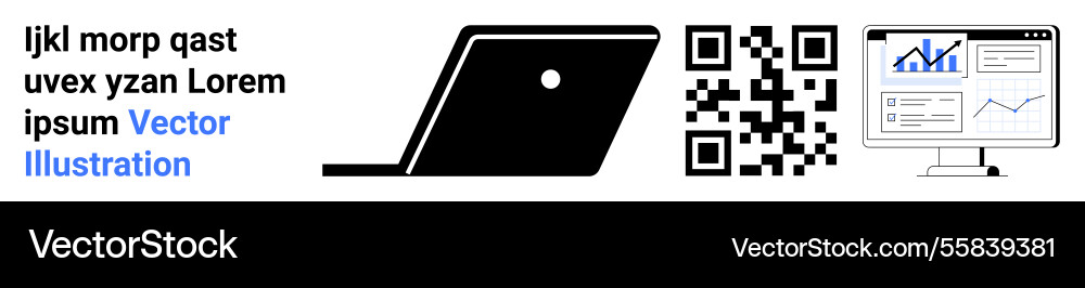 Digital tools with laptop qr code and analytics Digital tools with laptop qr code and analytics vector image
