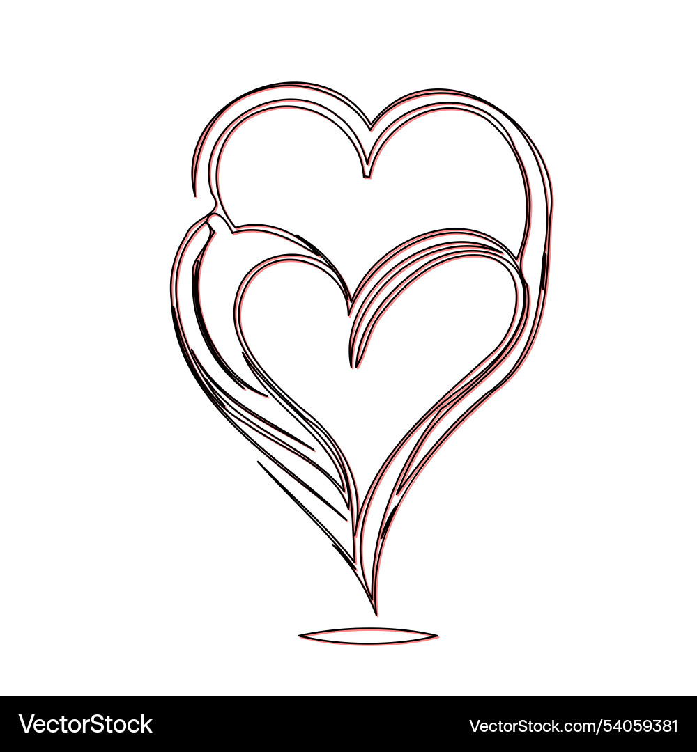 Heart shaped cake outline sketch red Vector Image