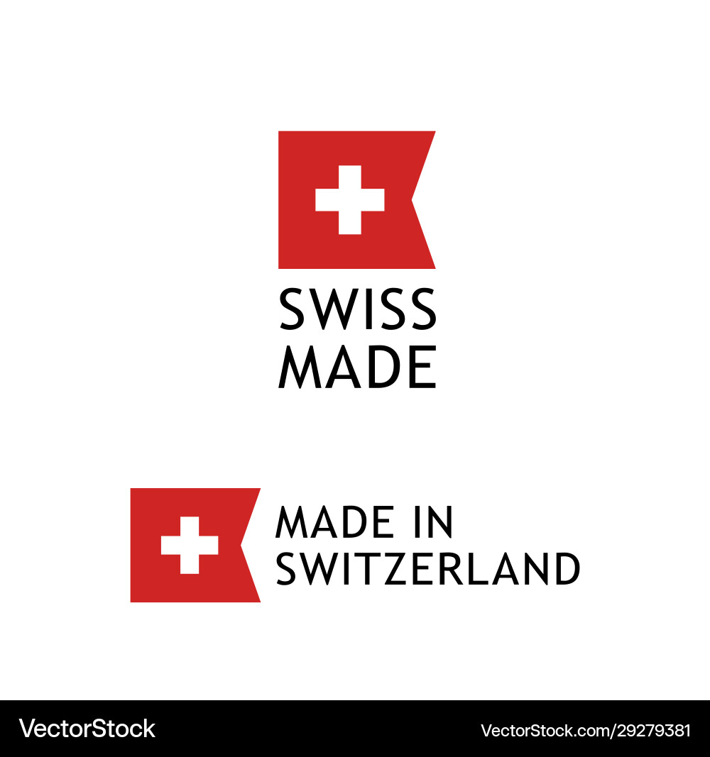 Swiss made label sticker with national flag vector image